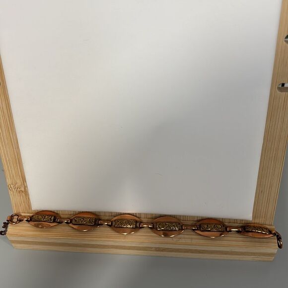 Midcentury Vintage Solid Copper Oval Chain Link Bracelet 7.5” - Picture 3 of 5